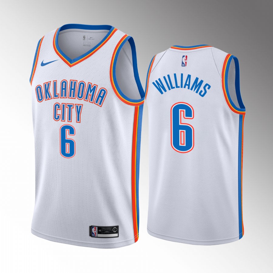 Oklahoma City Thunder Jaylin Williams Draft #6 White Jersey Association Edition Arkansas Razorbacks