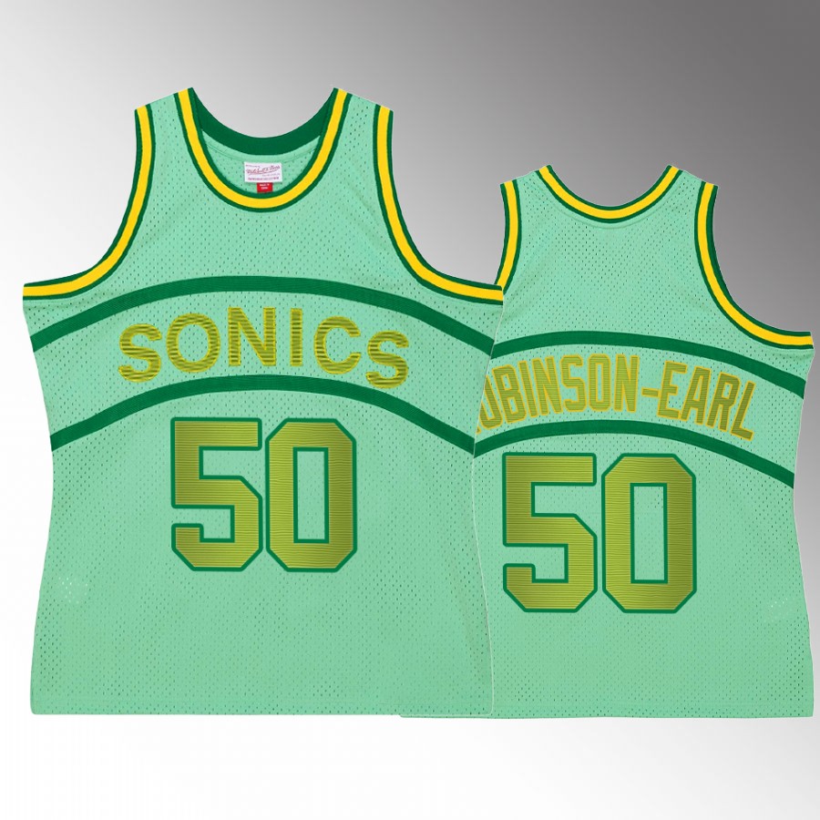 Oklahoma City Thunder Jeremiah Robinson-Earl Space Knit #50 Green Hardwood Classics Jersey