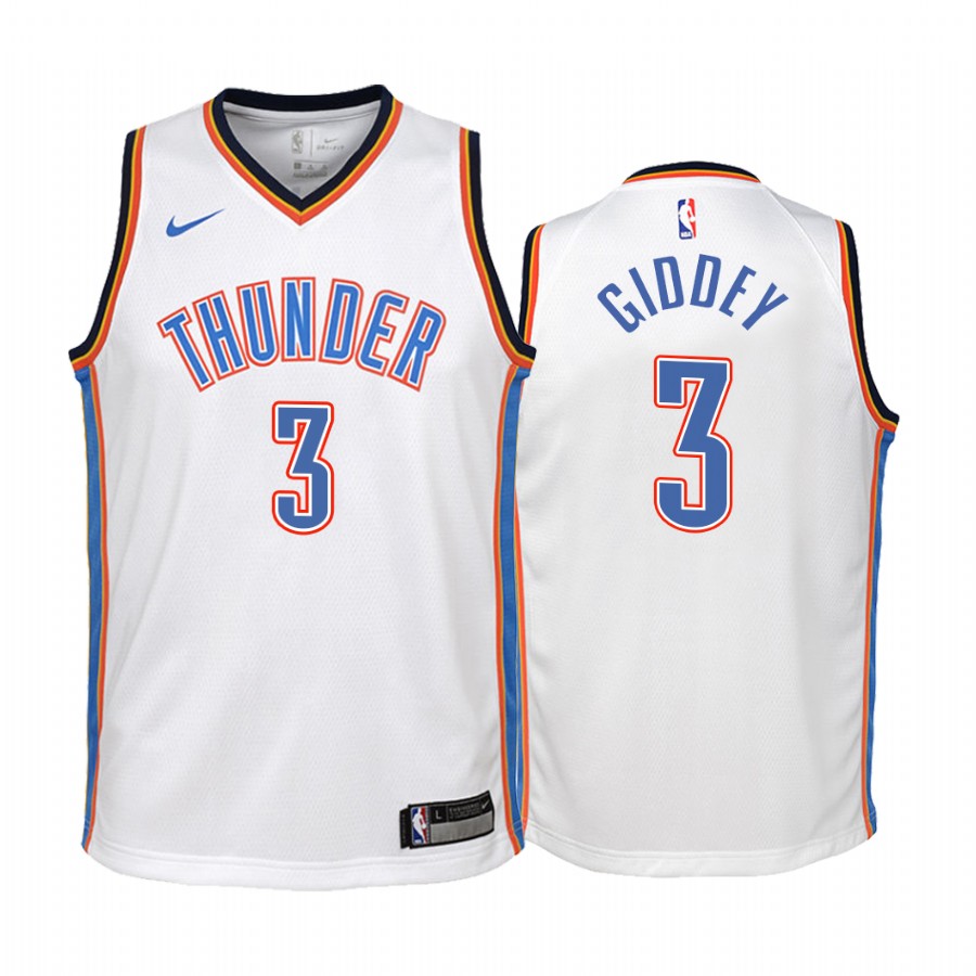 Oklahoma City Thunder Josh Giddey Association Edition White Youth Jersey Draft #3