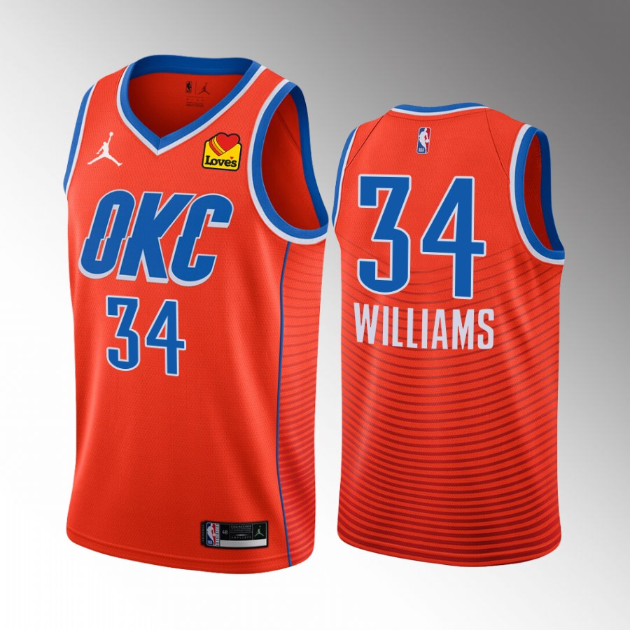 Oklahoma City Thunder Kenrich Williams Statement Edition Orange #34 Jersey Swingman