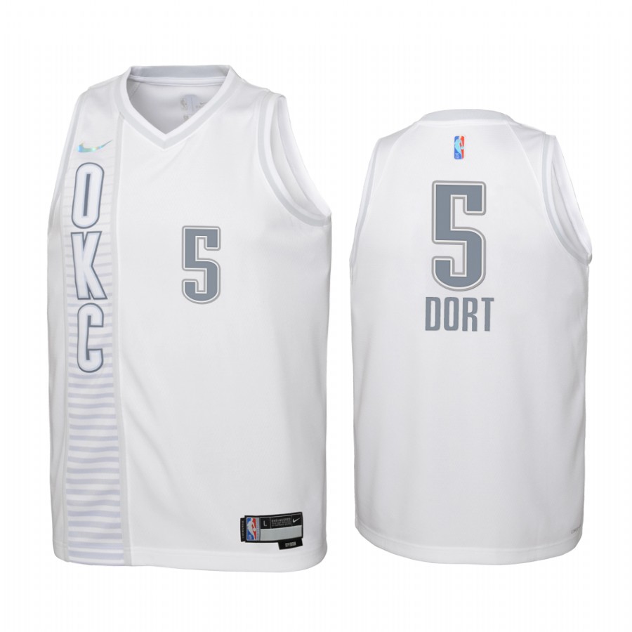 Oklahoma City Thunder Luguentz Dort City Edition White Youth Jersey 75th Season #5