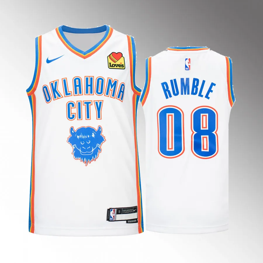 Oklahoma City Thunder Rumble Association Edition White Youth Jersey Swingman #08