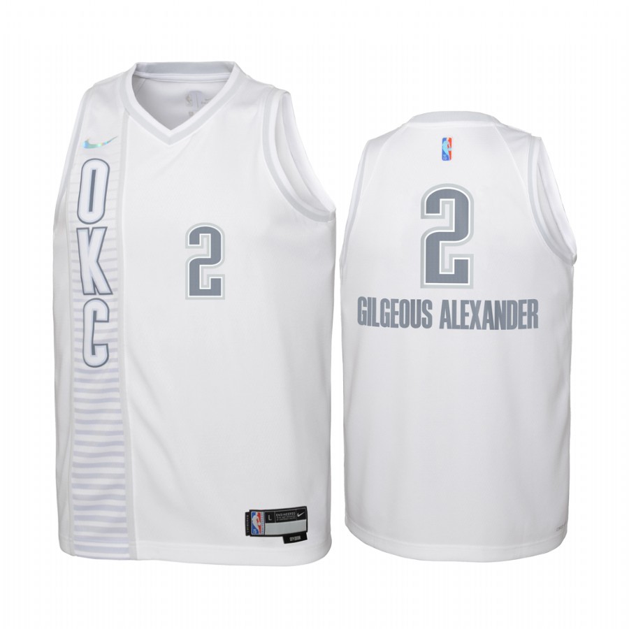 Oklahoma City Thunder Shai Gilgeous-Alexander City Edition White Youth Jersey 75th Season #2