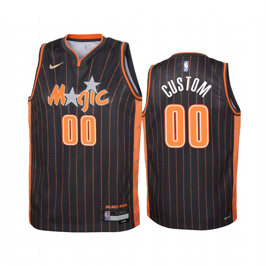 Orlando Magic Custom 75th Anniversary Black Youth Jersey City #00