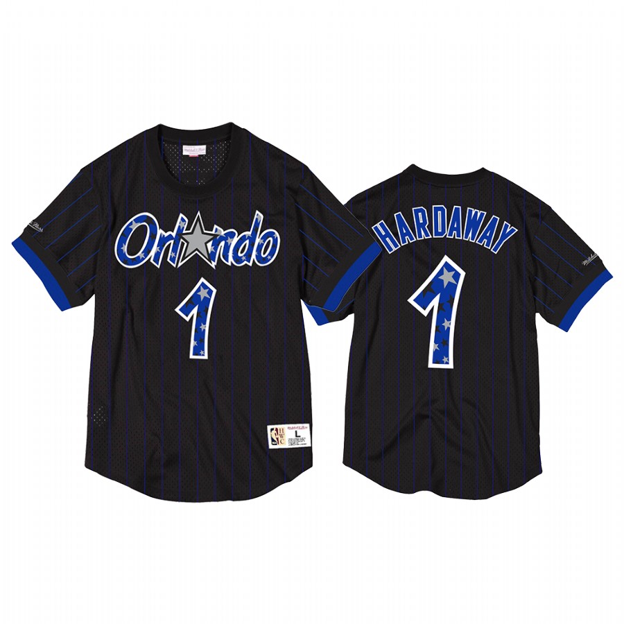 Orlando Magic Penny Hardaway Black Name & Number Mesh Crewneck Jersey #1
