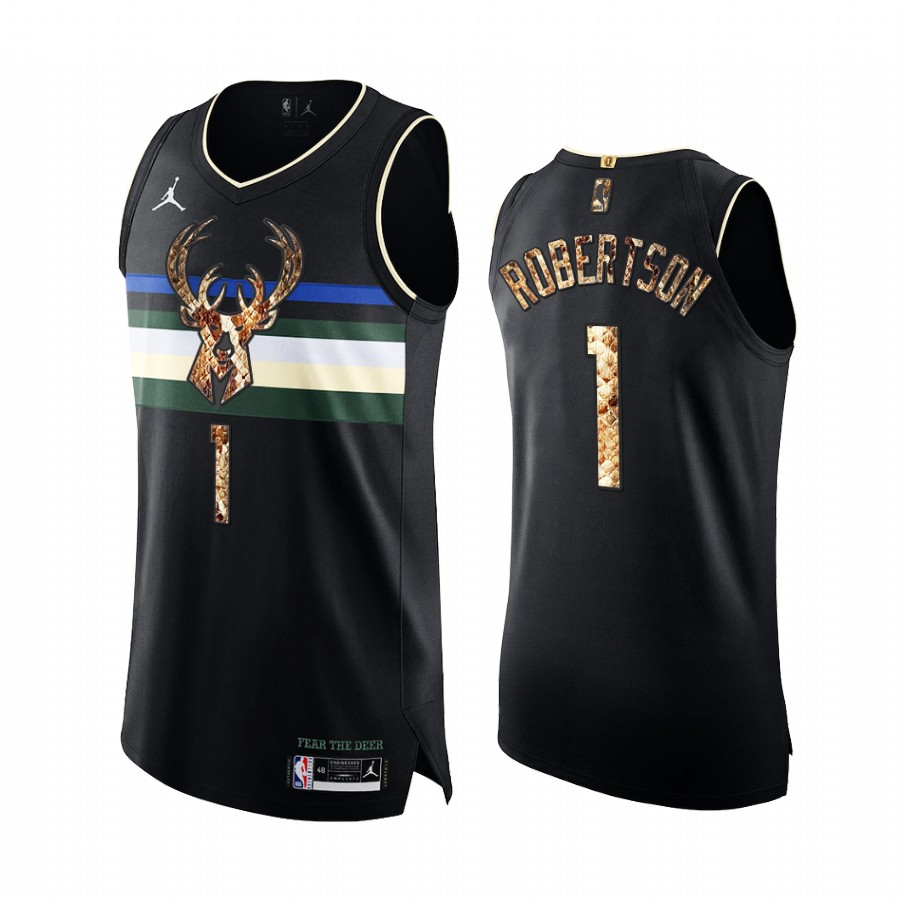 Oscar Robertson Milwaukee Bucks Black Python Skin Jersey Exclusive Edition
