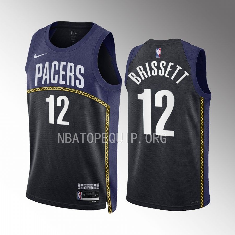 Oshae Brissett Indiana Pacers City Edition Black Navy #12 Jersey Swingman