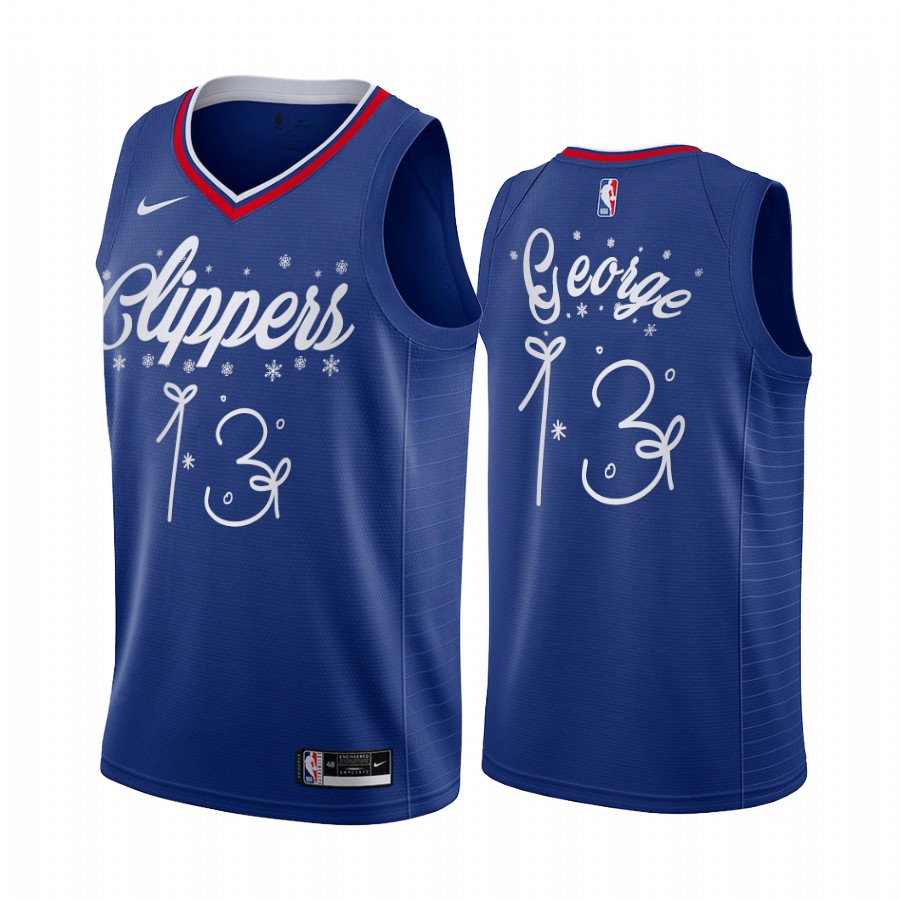 Paul George LA Clippers Christmas Night Blue Jersey Festive Special Edition