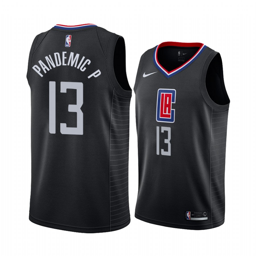 Paul George LA Clippers Black Pandemic P Nickname Statement Jersey