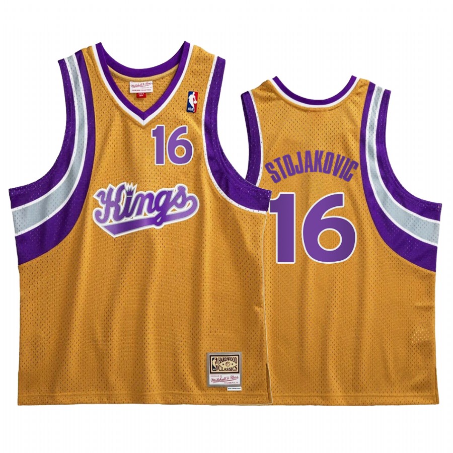 Peja Stojakovic #16 Sacramento Kings Gold Hardwood Classics Jersey