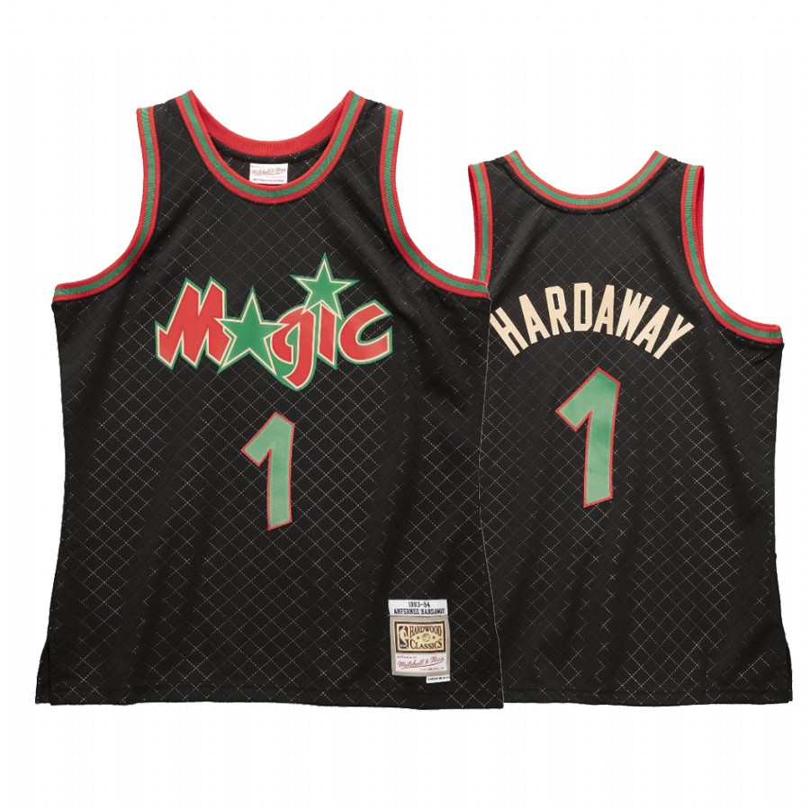 Penny Hardaway 1 Orlando Magic Neapolitan Black Jersey Hardwood Classics