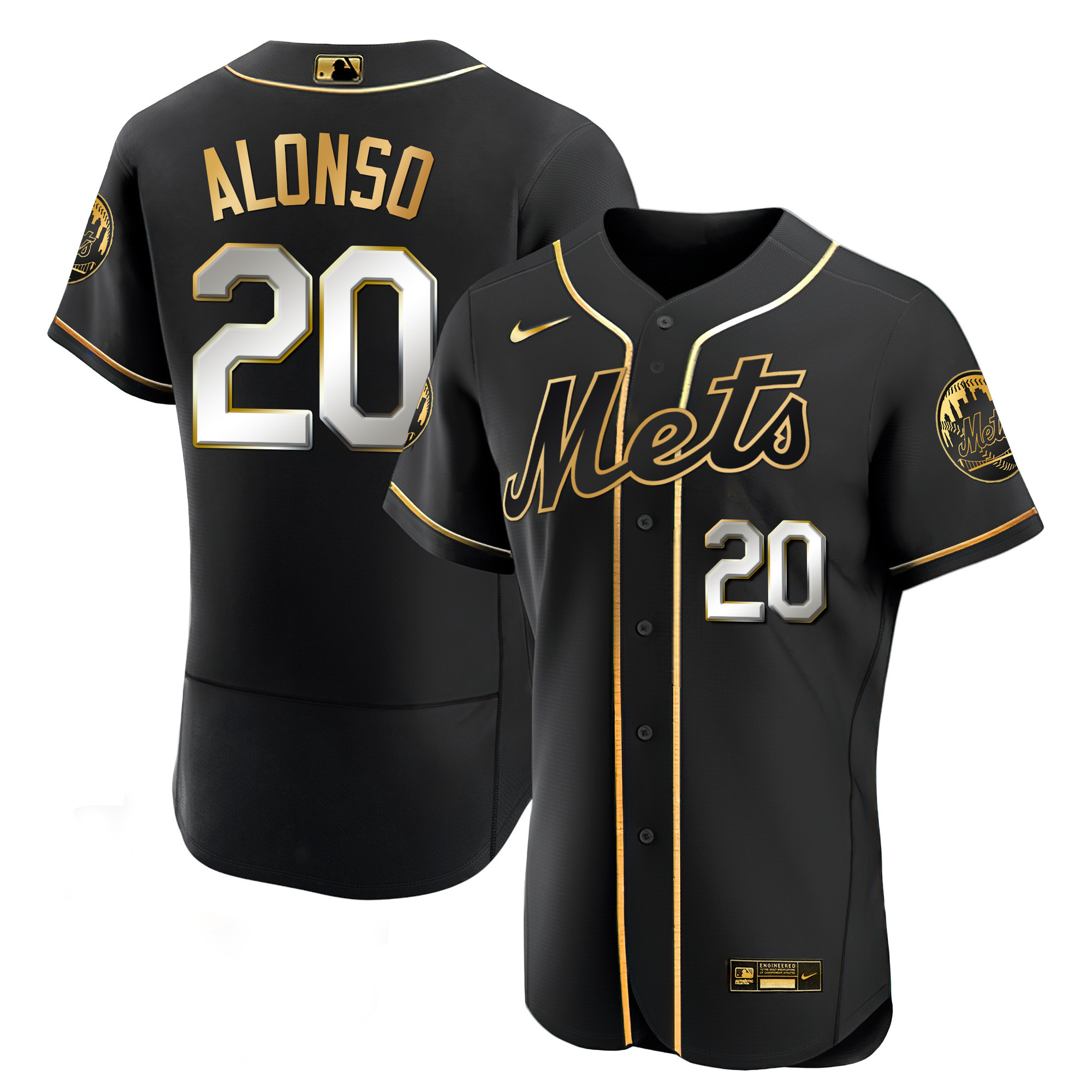 Pete Alonso Men's New York Mets Black Limited & Gold Flex Black Limited Jersey