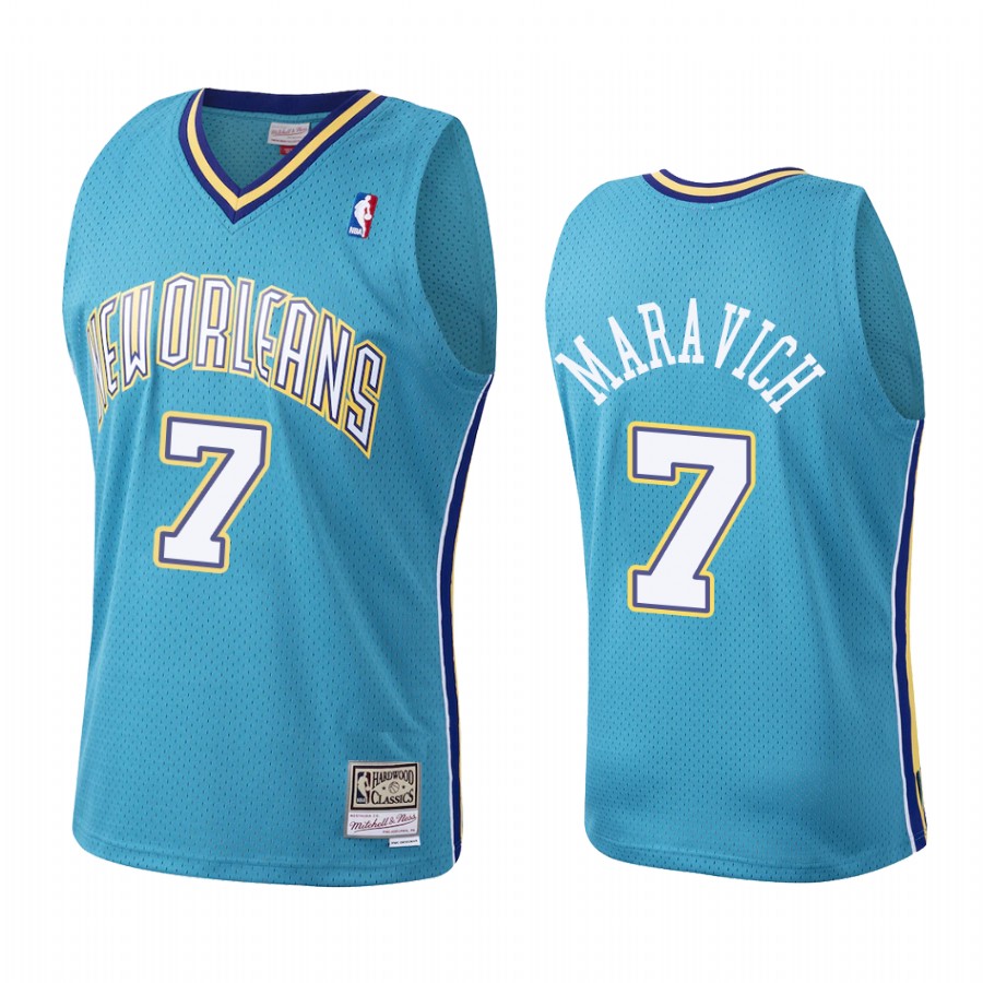 Pete Maravich 7 New Orleans Pelicans Throwback Teal Jersey HWC Mesh