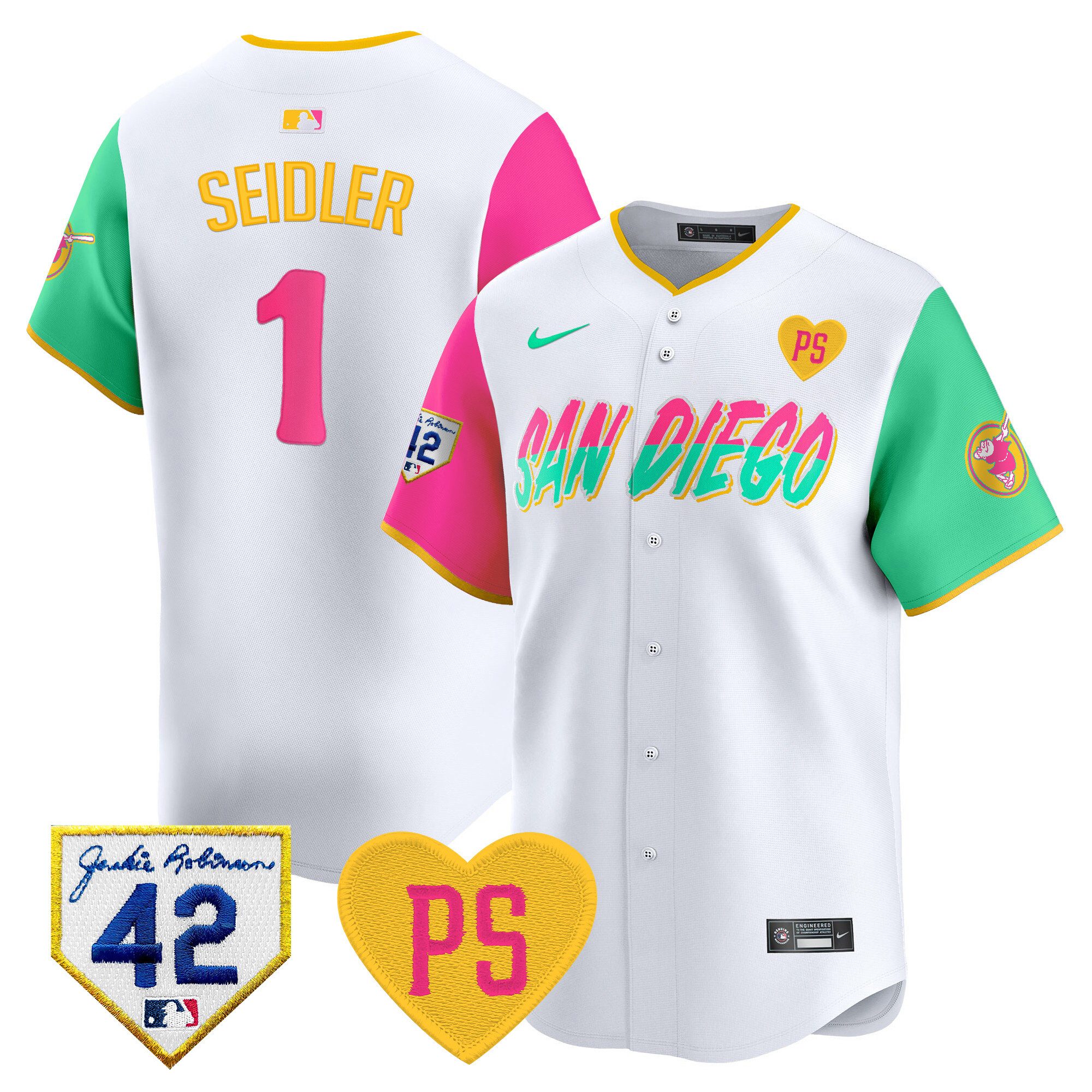 Peter Seidler Men's San Diego Padres "For Peter" & Robinson Patch Vapor Premier Limited City Connect Jersey