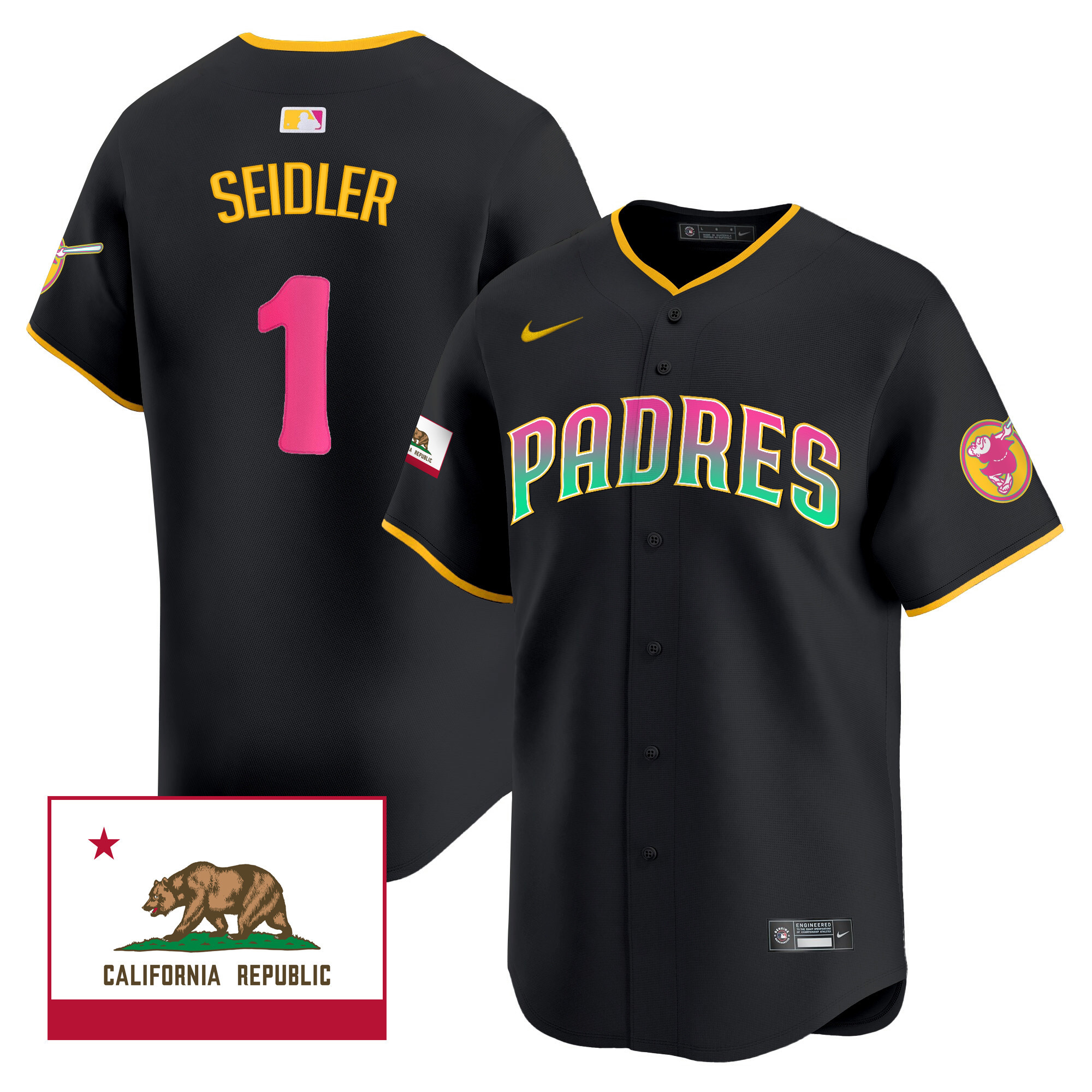 Peter Seidler Men's San Diego Padres San Diego City Style Vapor Premier Limited V2 Black Jersey