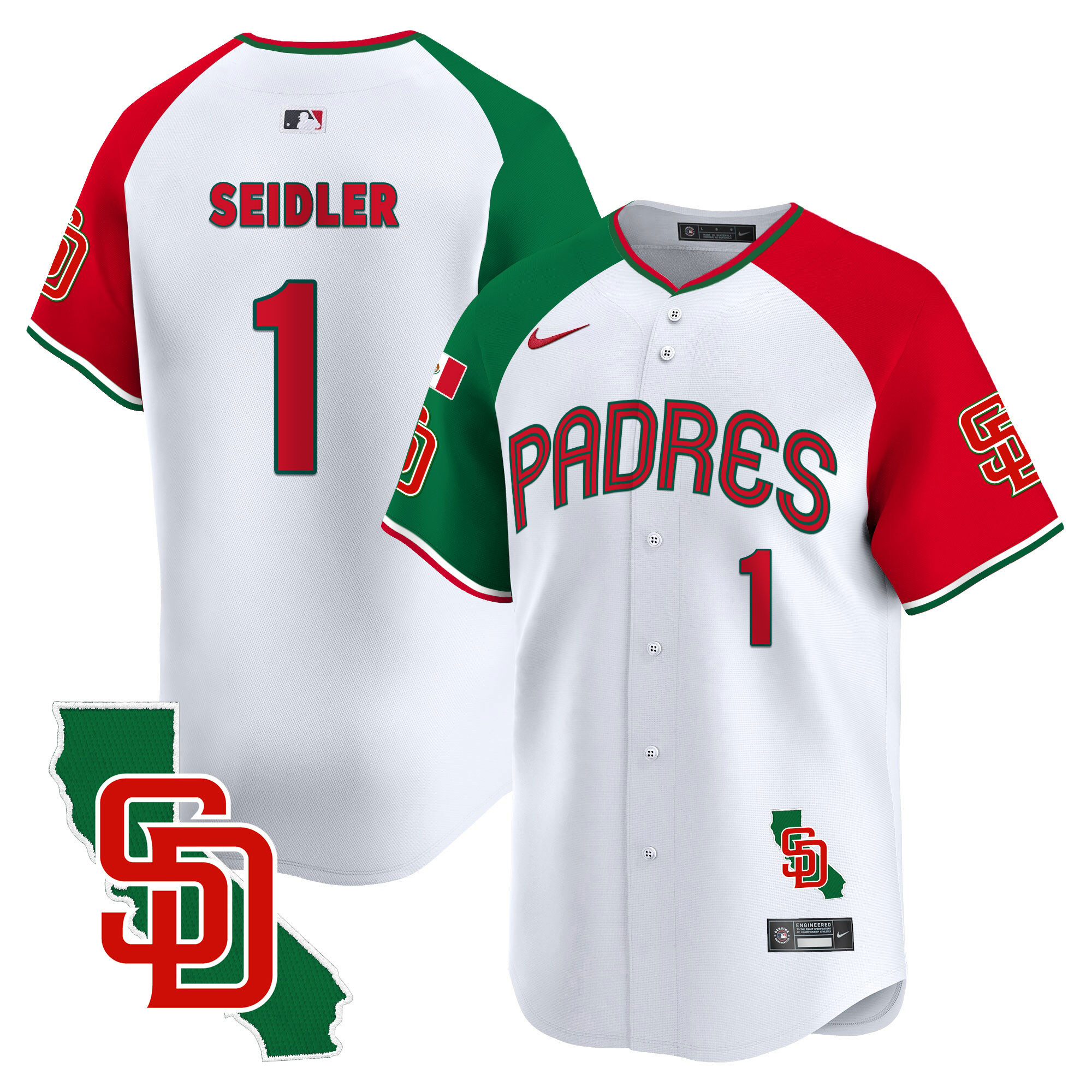 Peter Seidler Men's San Diego Padres Mexico California Patch Vapor Premier Limited V4 Alternate Jersey