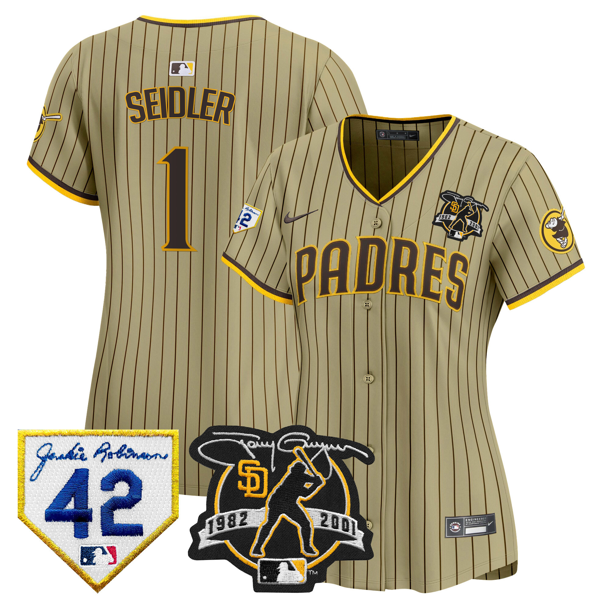 Peter Seidler Women's San Diego Padres Tony Gwynn & Robinson Patch Vapor Premier Limited Tan Jersey