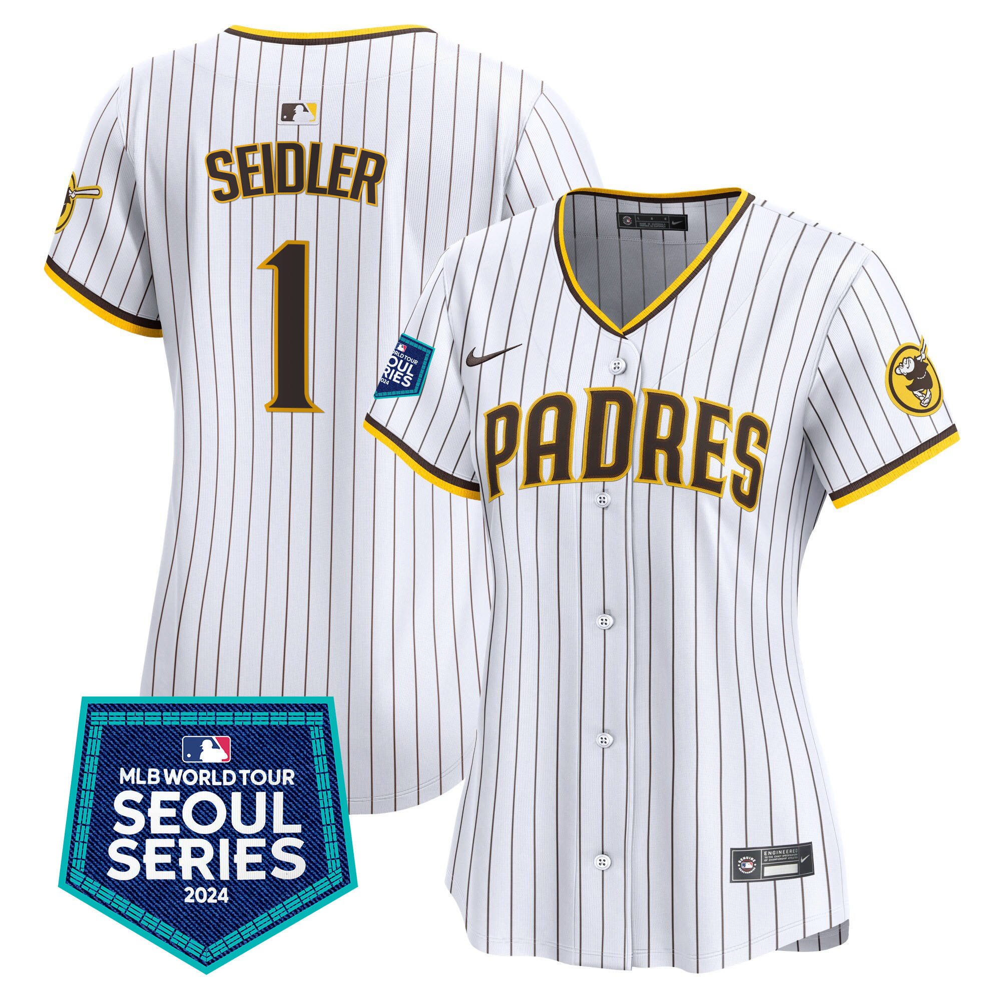 Peter Seidler Women's San Diego Padres World Tour Seoul Series Patch Vapor Premier Limited White Jersey