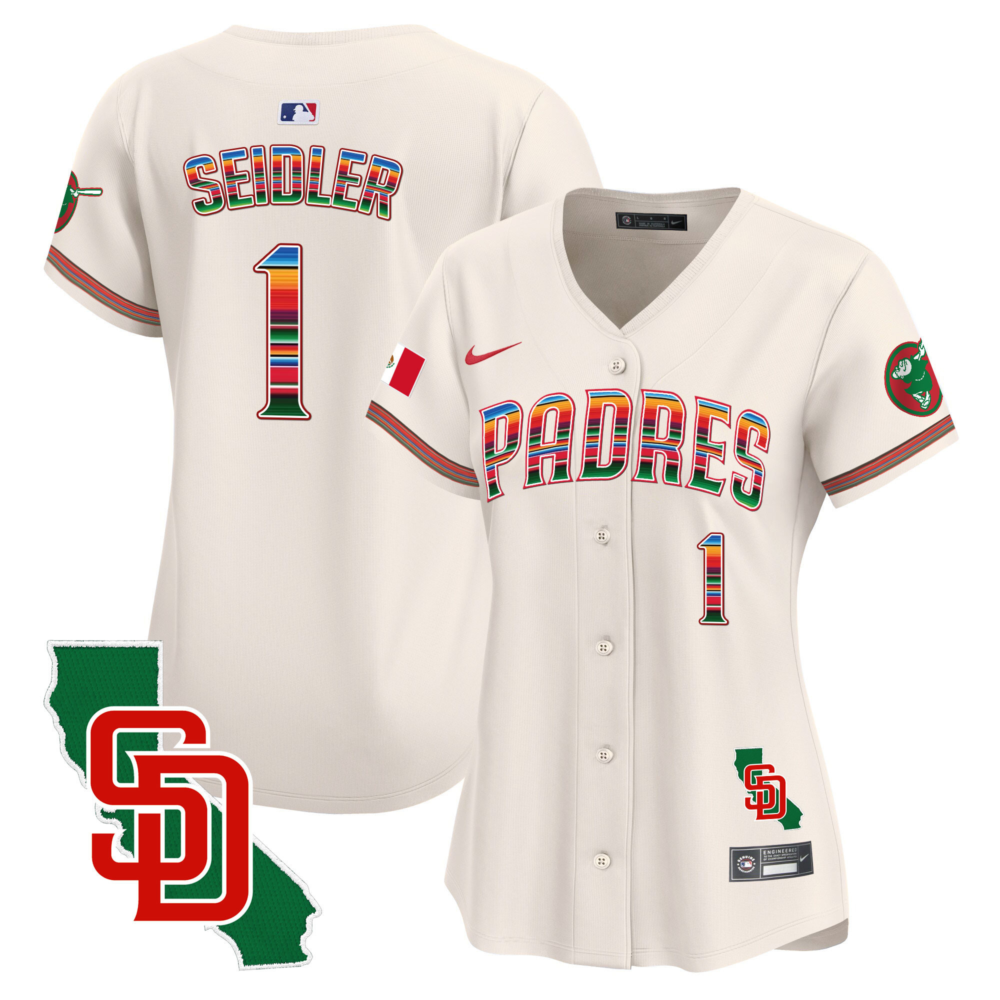 Peter Seidler Women's San Diego Padres Mexico California Patch Vapor Premier Limited Cream Jersey