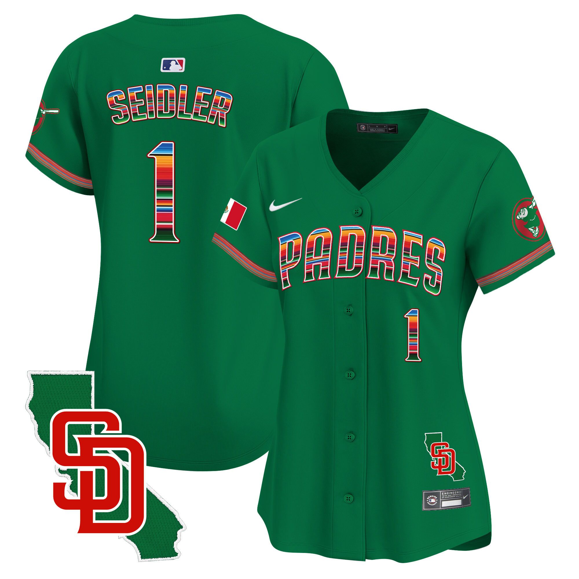 Peter Seidler Women's San Diego Padres Mexico California Patch Vapor Premier Limited Green Jersey