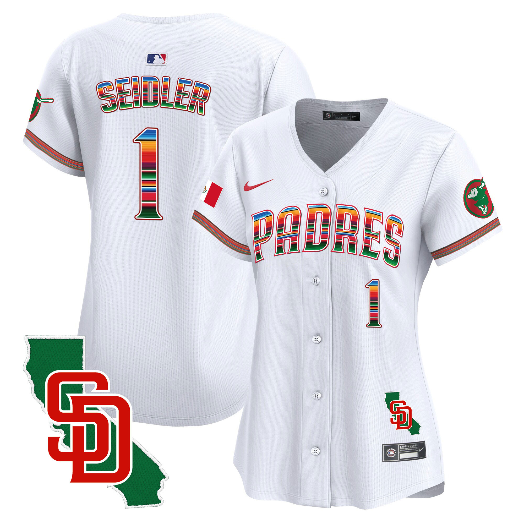 Peter Seidler Women's San Diego Padres Mexico California Patch Vapor Premier Limited White Jersey