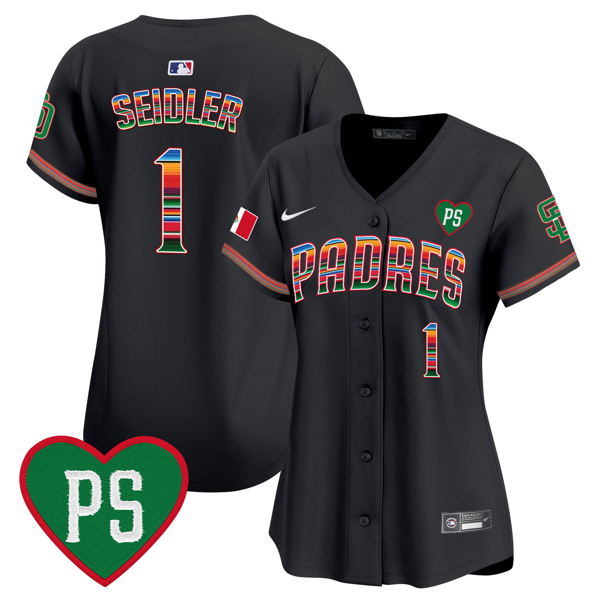 Peter Seidler Women's San Diego Padres Mexico "For Peter" Patch Vapor Premier Limited Black Jersey