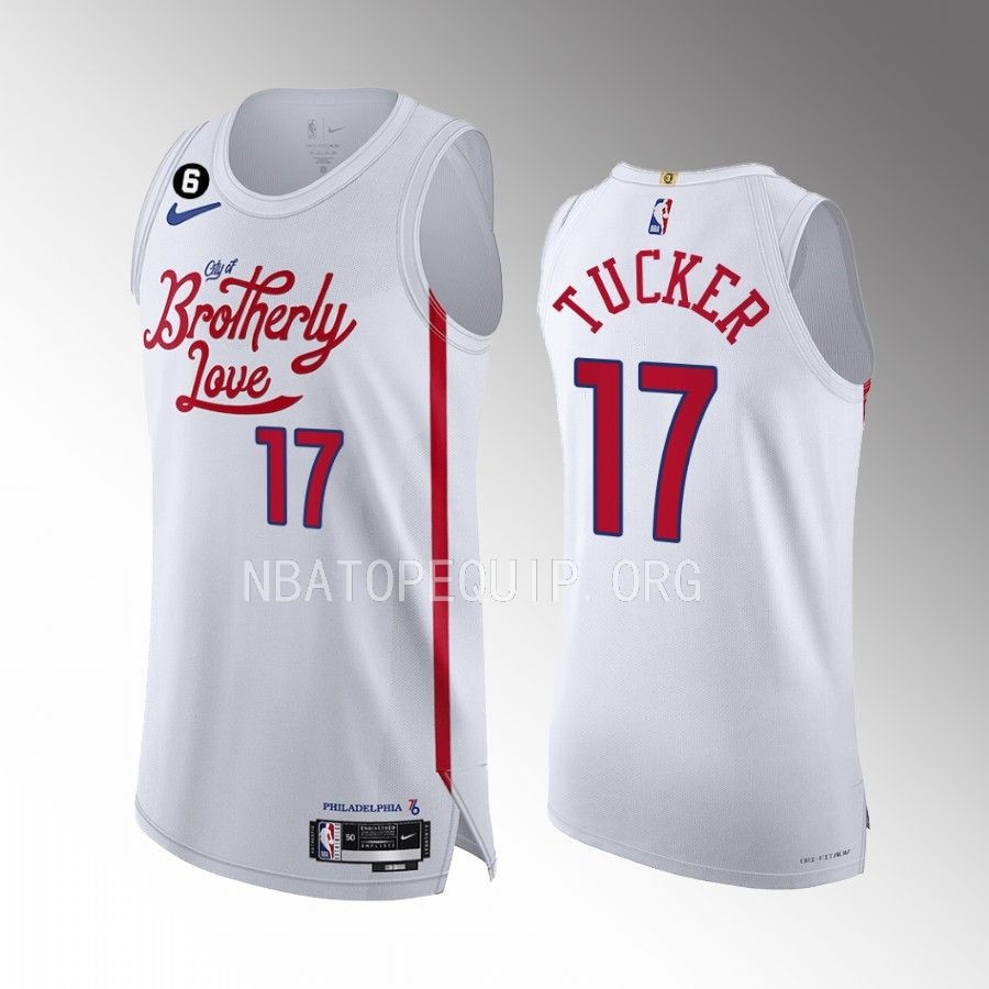 Philadelphia 76ers #17 P.J. Tucker White Jersey City Edition