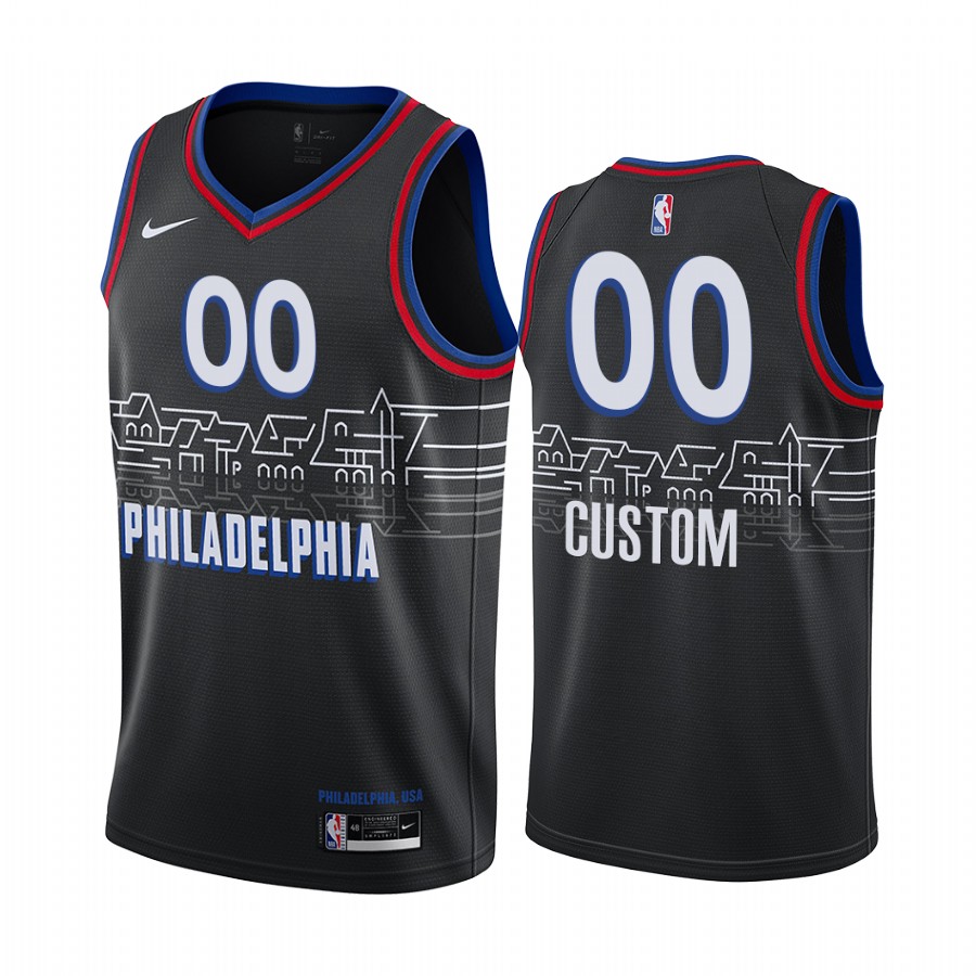 Philadelphia 76ers Custom Jersey City Edition Black Boathouse Row