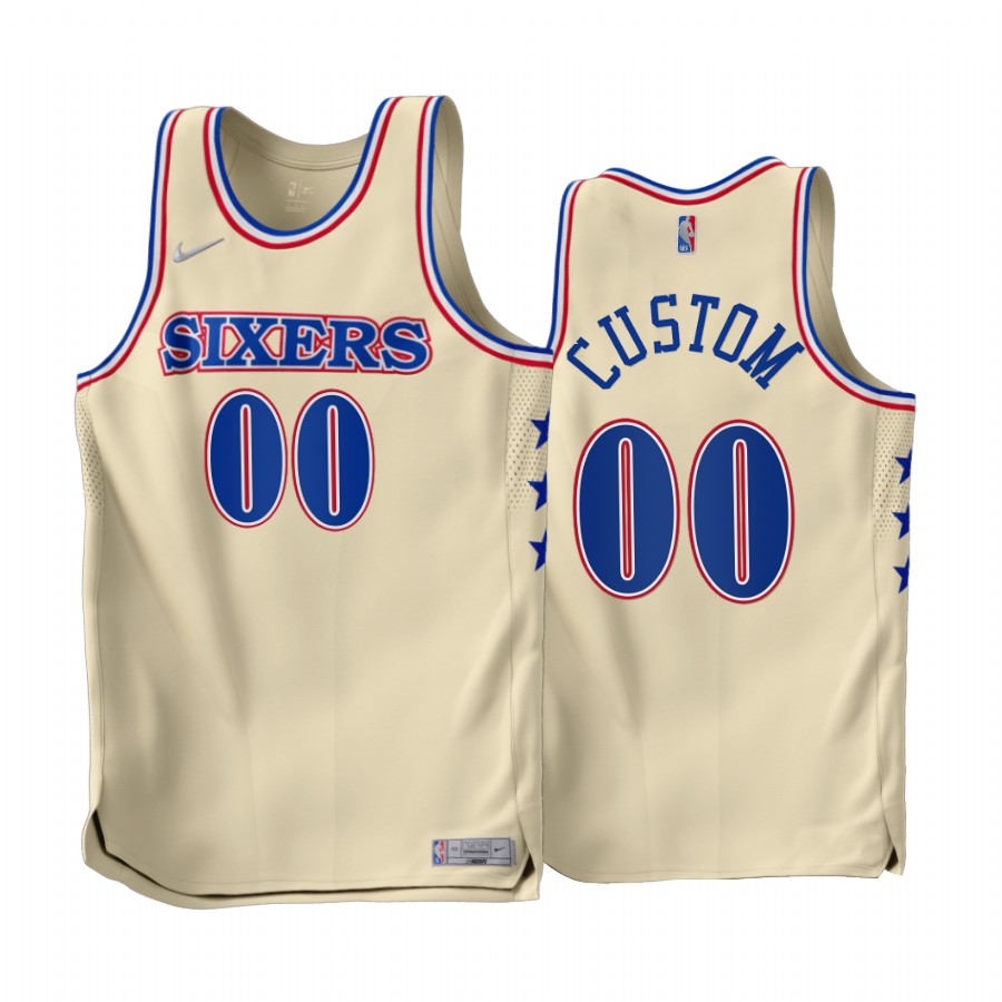 Philadelphia 76ers Custom Earned Edition Cream #00 Jersey