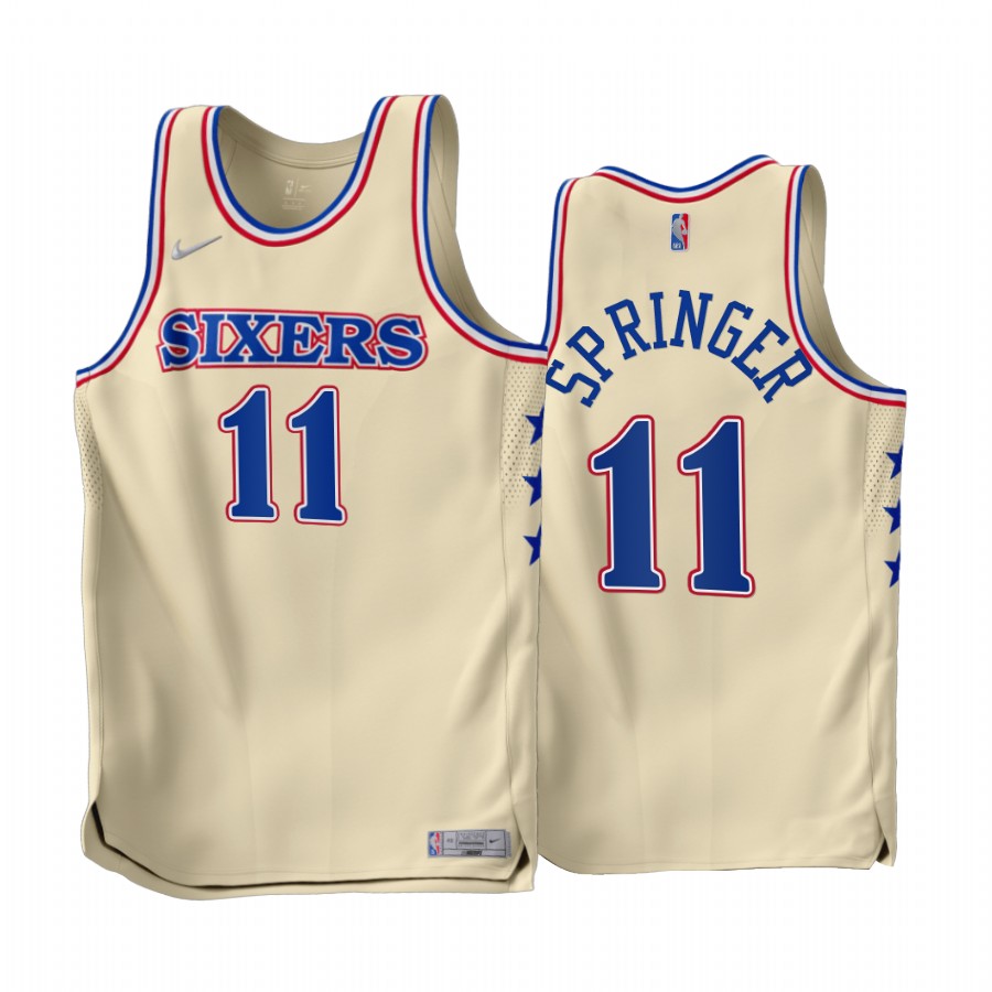 Philadelphia 76ers Jaden Springer Earned Edition Cream #11 Jersey
