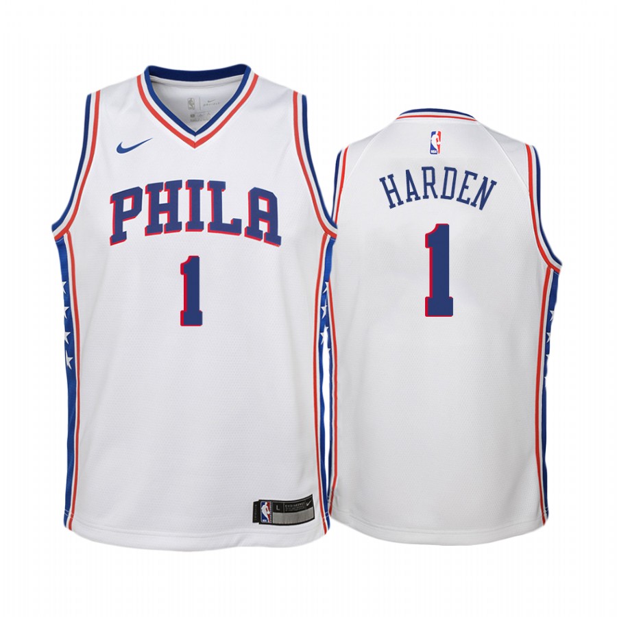 Philadelphia 76ers James Harden Association Edition White Youth Jersey Trade #1