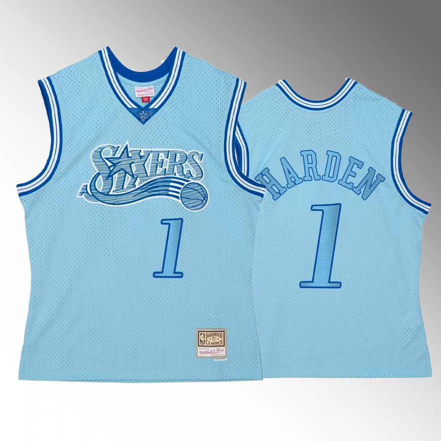 Philadelphia 76ers James Harden Space Knit #1 Blue Hardwood Classics Jersey