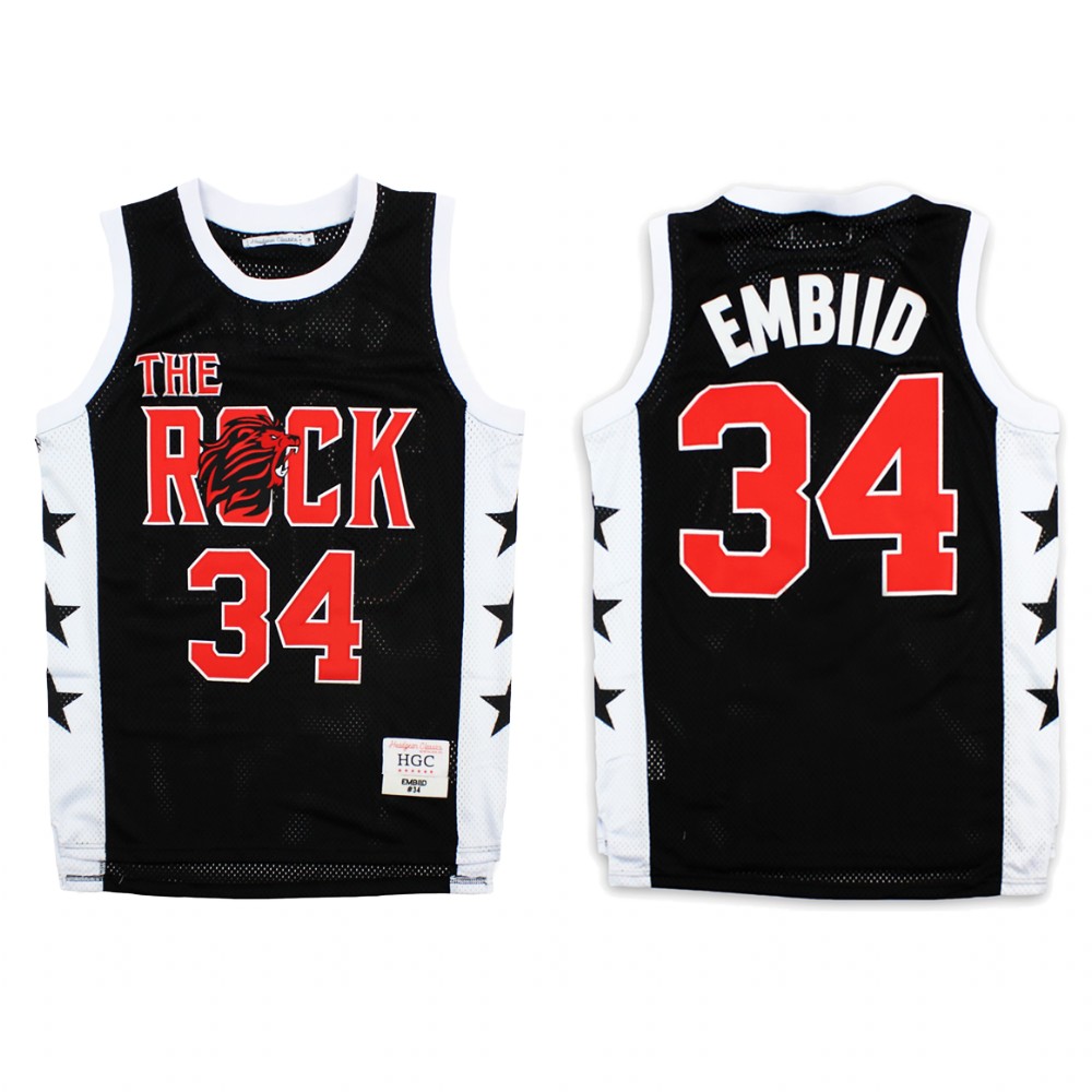 Philadelphia 76ers Joel Embiid Black Alternate The Rock High School Jersey
