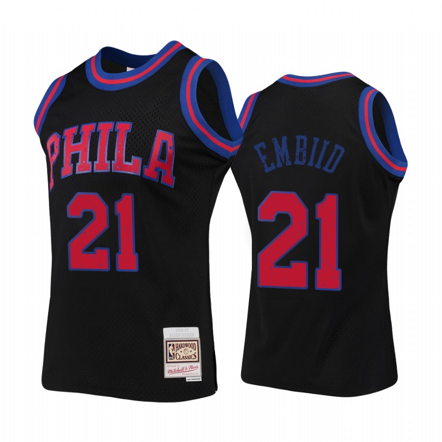 Philadelphia 76ers Joel Embiid Black Rings Collection HWC Jersey #21