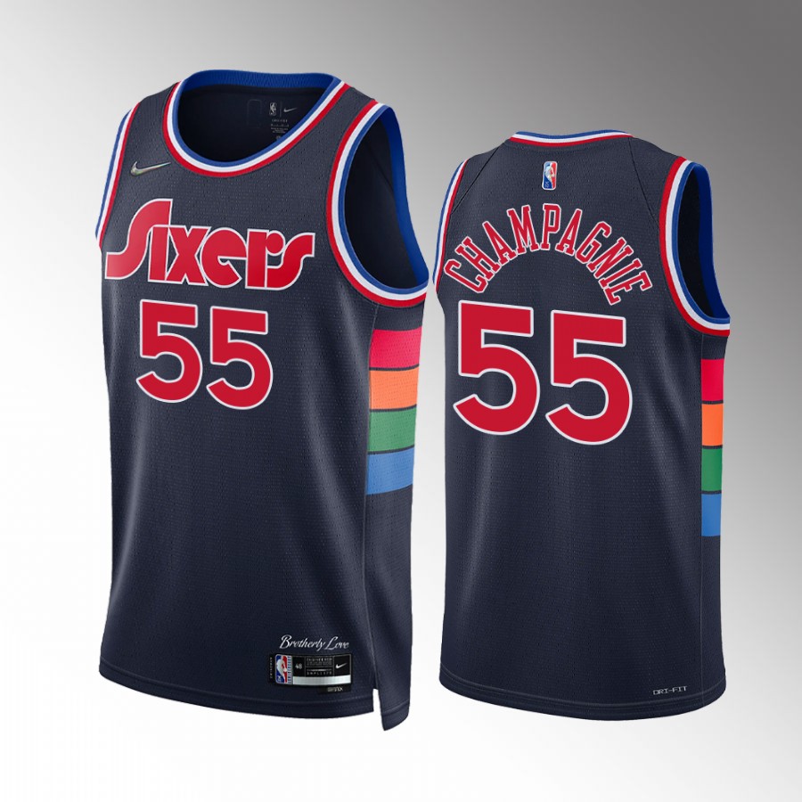 Philadelphia 76ers Julian Champagnie #55 Navy City Edition Jersey 75th Diamond Badge