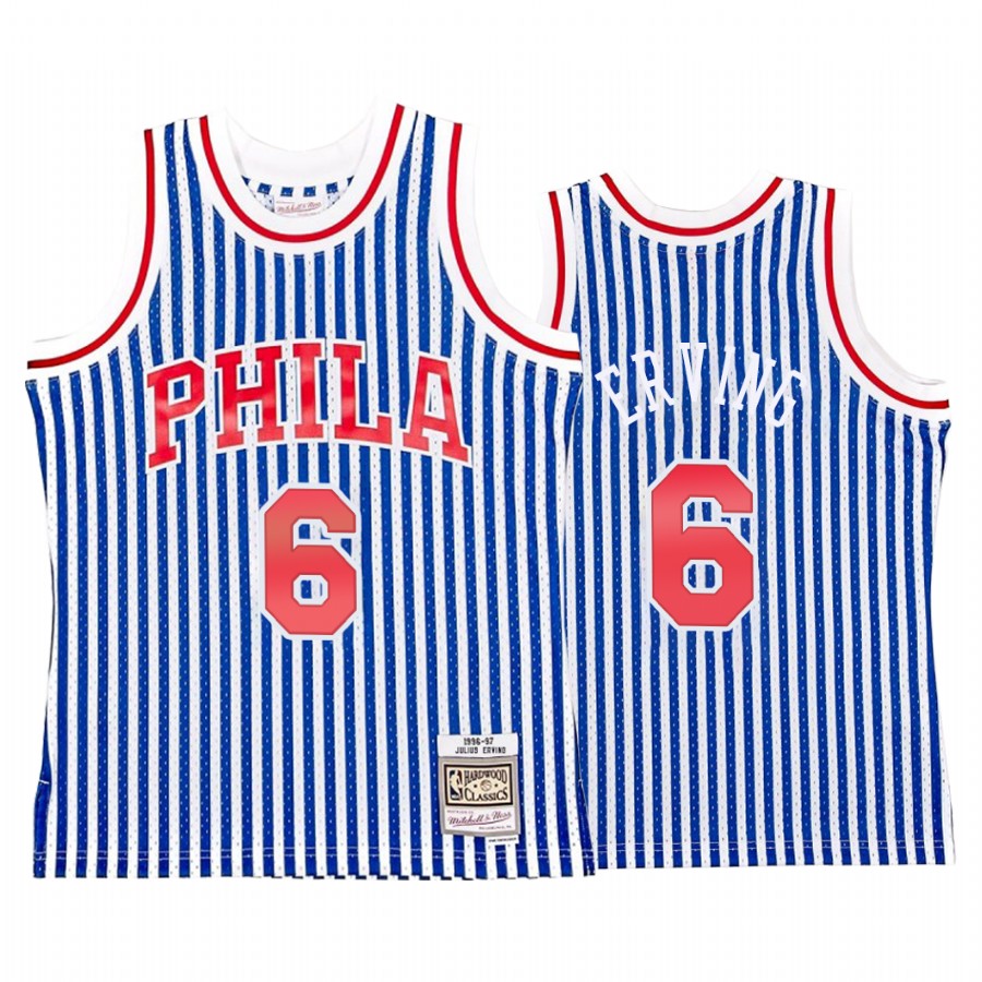 Philadelphia 76ers Julius Erving #6 Blue Striped Jersey