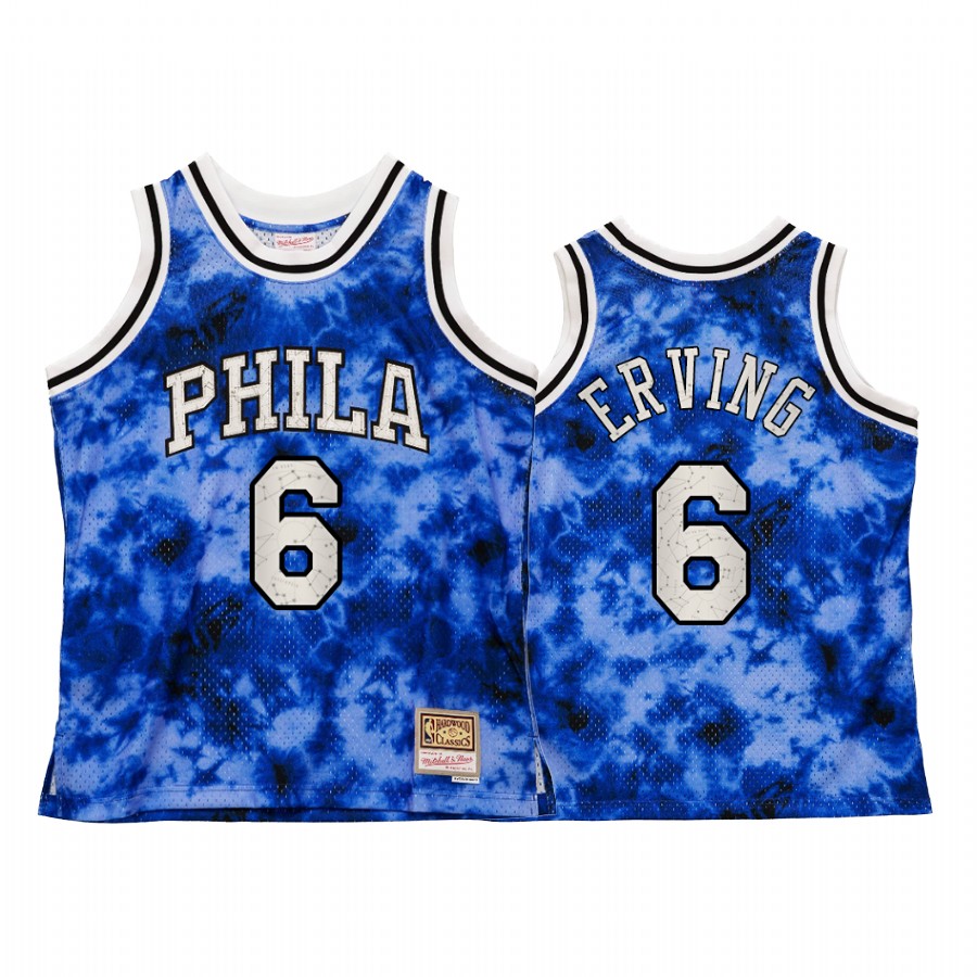 Philadelphia 76ers Julius Erving Galaxy Constellation Jersey Men Royal Vintage