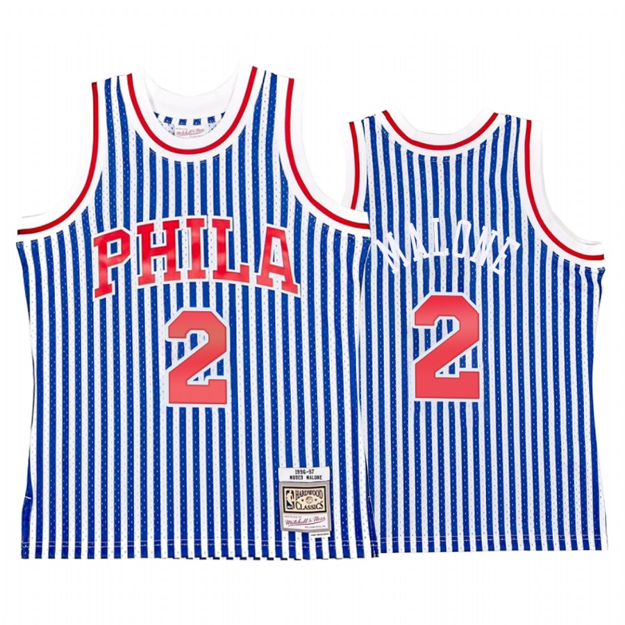 Philadelphia 76ers Moses Malone #2 Blue Striped Jersey