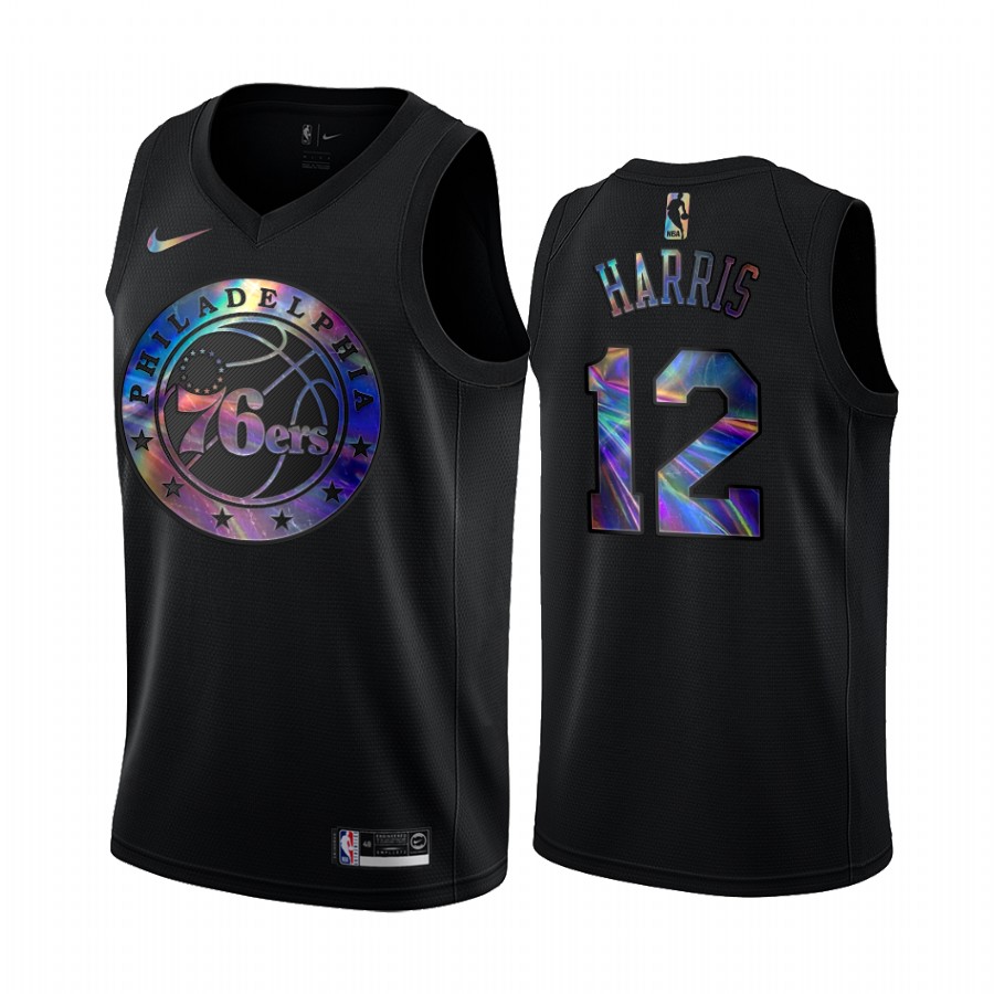 Philadelphia 76ers Tobias Harris #12 Jersey Iridescent Holographic Black Limited Edition