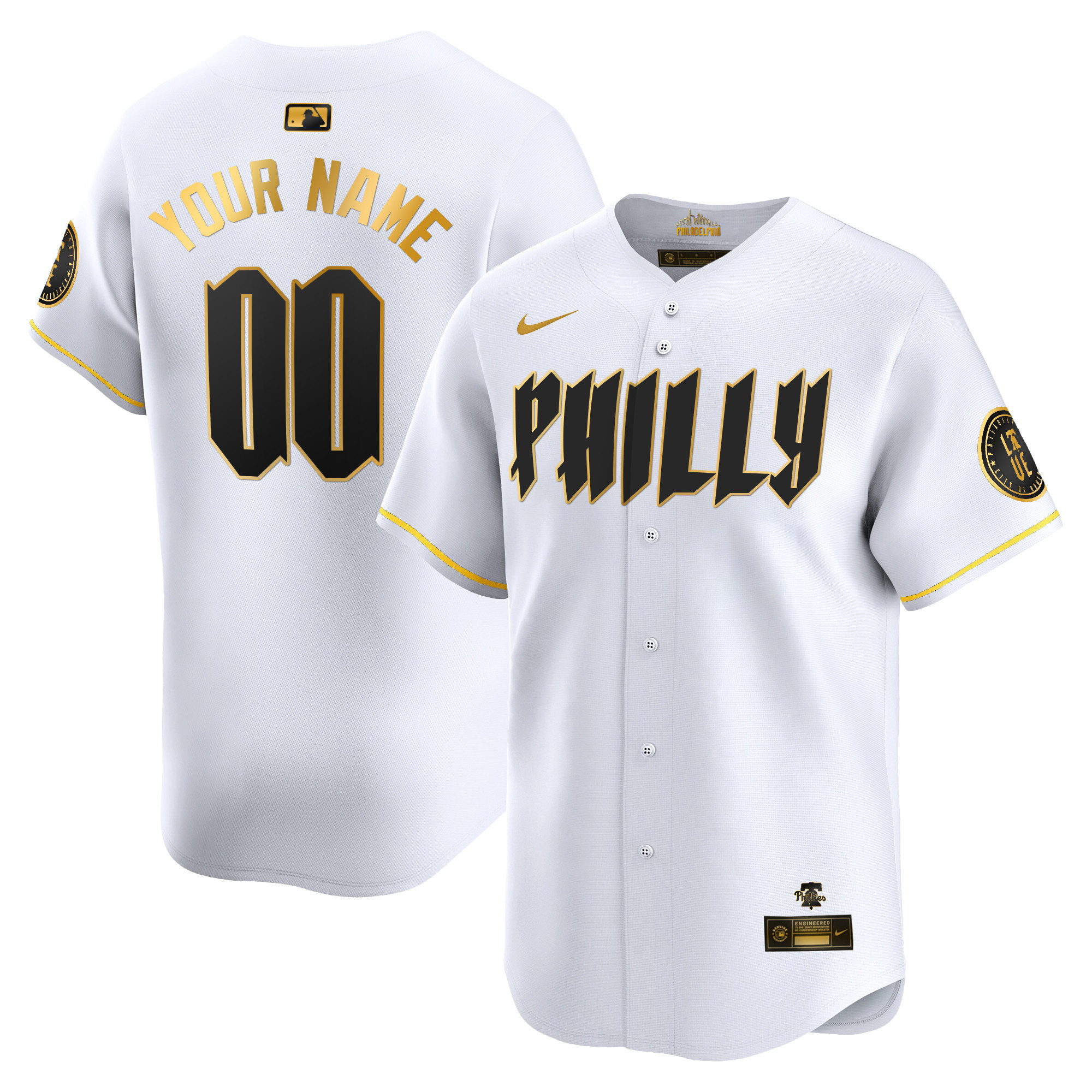 Philadelphia Phillies City Connect Vapor Premier Limited Custtom White Gold Jersey