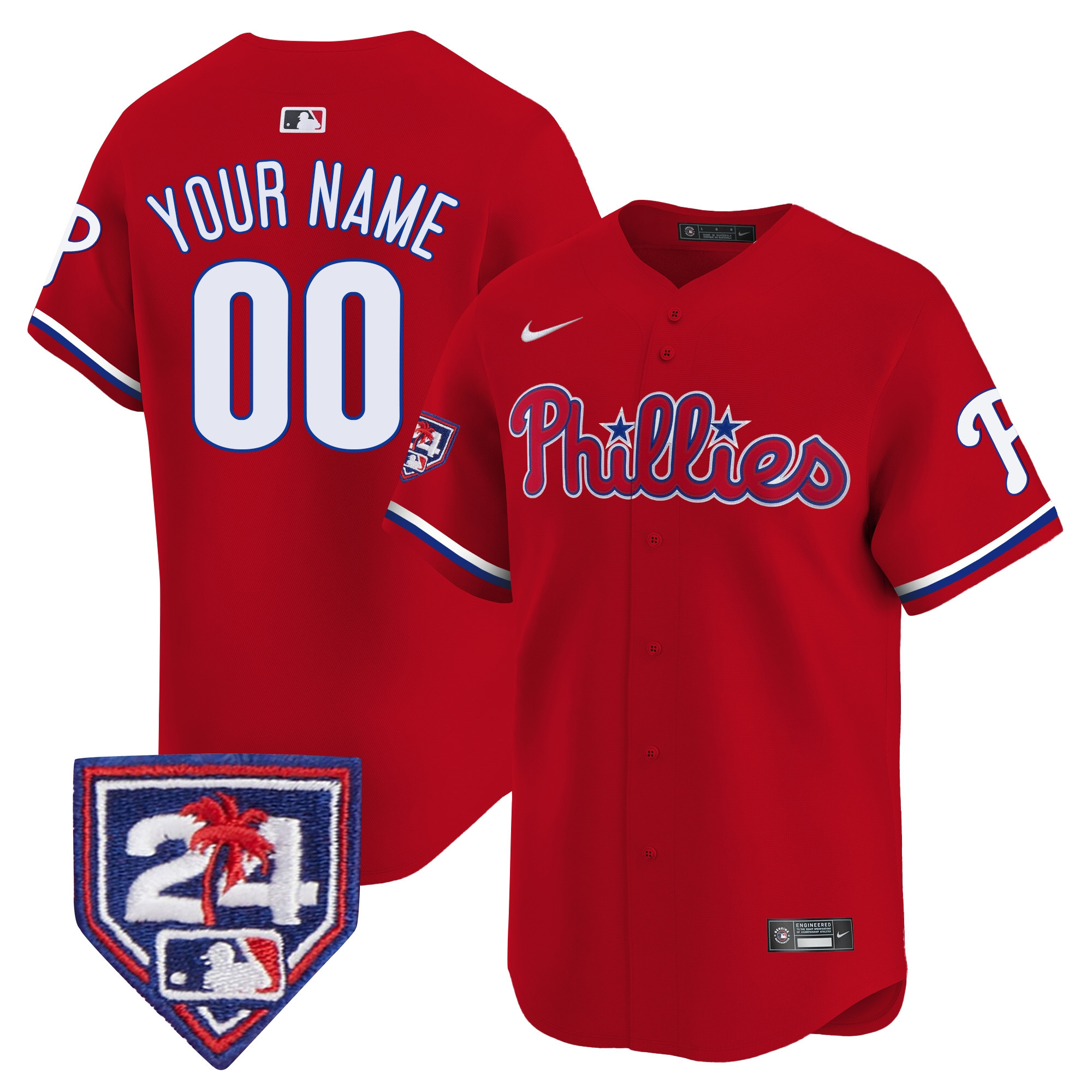 Philadelphia Phillies Spring Training Patch Vapor Premier Limited Custom Red Jersey