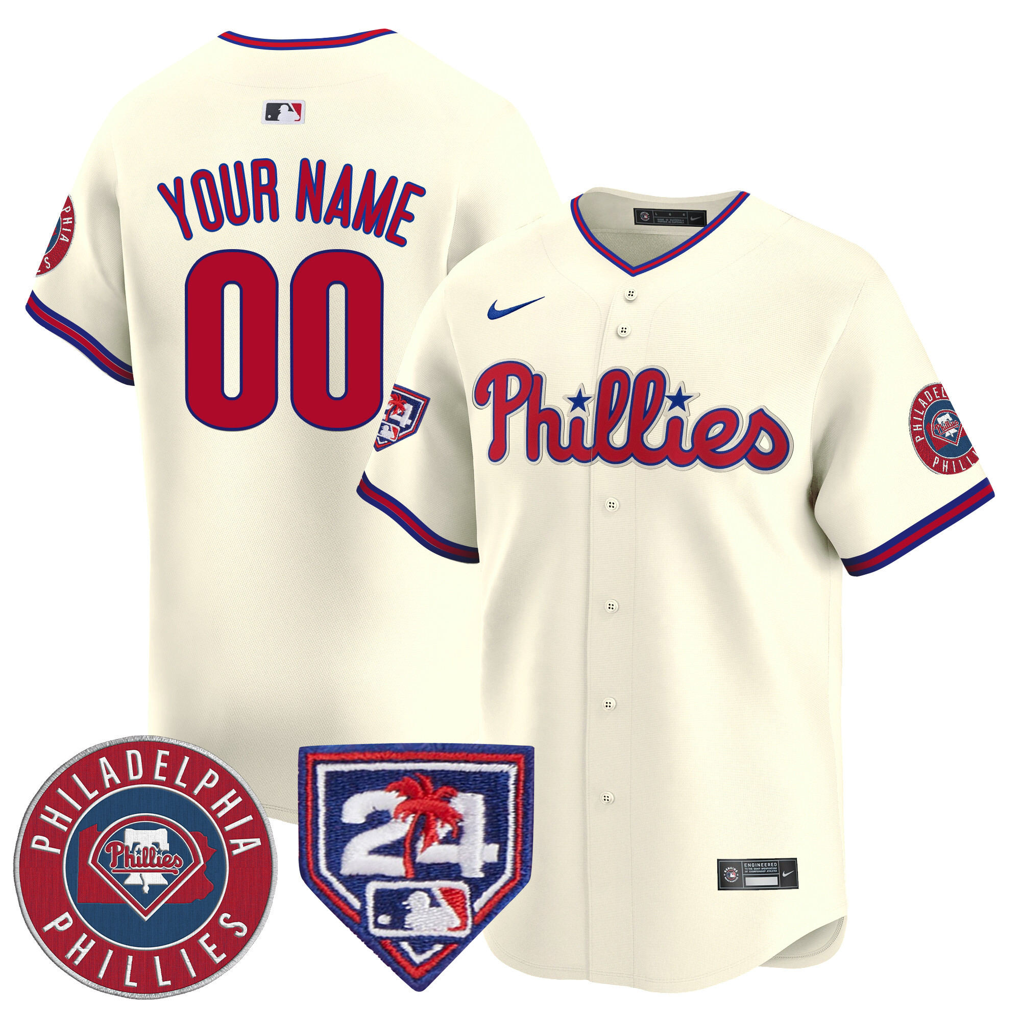 Philadelphia Phillies Spring Training Patch Vapor Premier Limited Custom V2 Cream Jersey