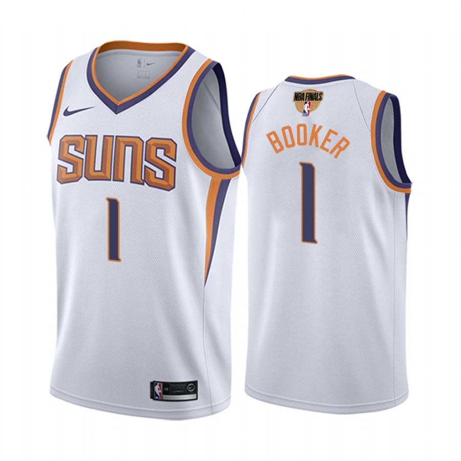 Phoenix Suns #1 Devin Booker Finals White Jersey Association Edition