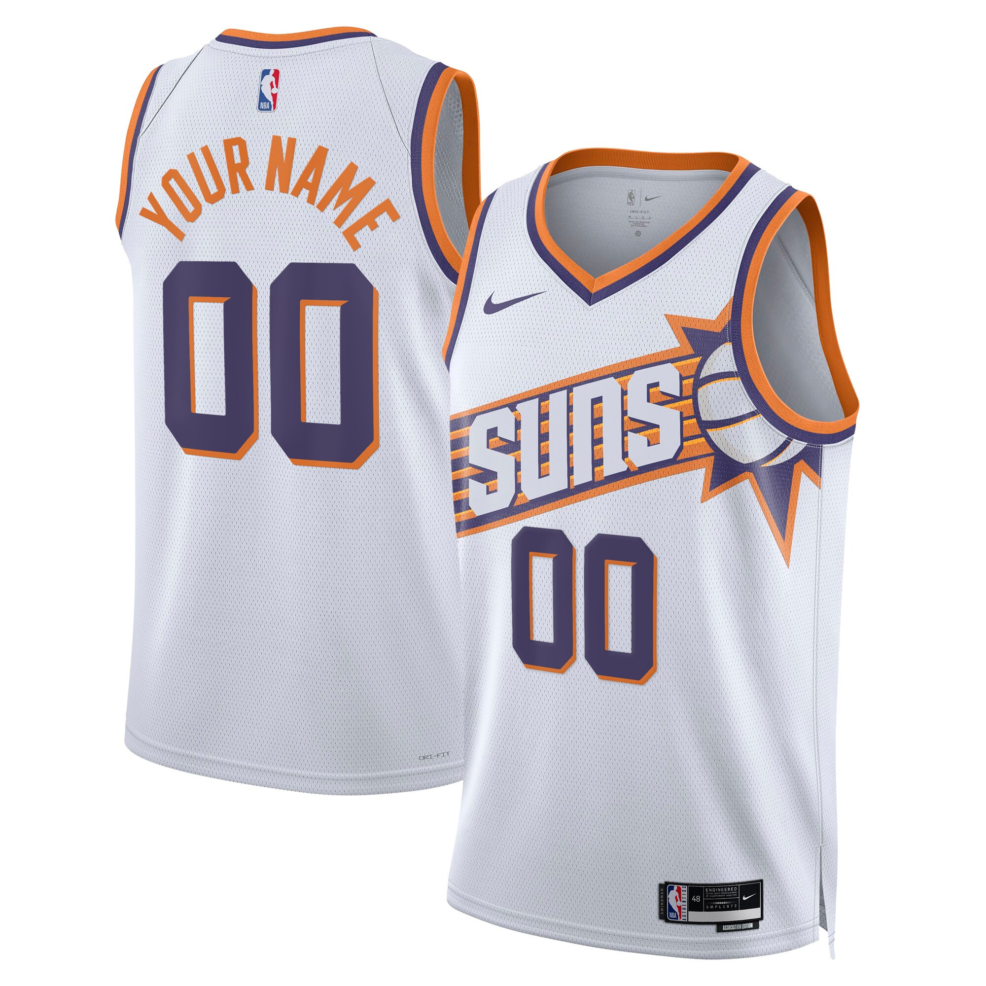 Phoenix Suns Association White Custom Jersey - All Stitched