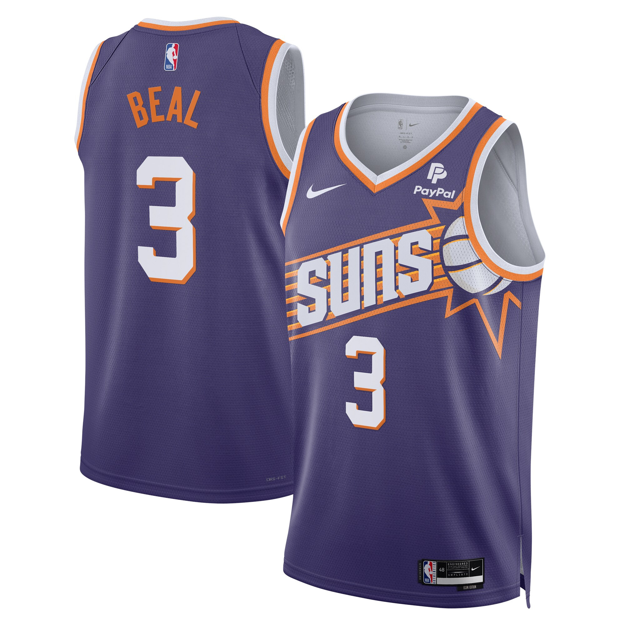 Phoenix Suns Bradley Beal Purple Icon Jersey - All Stitched