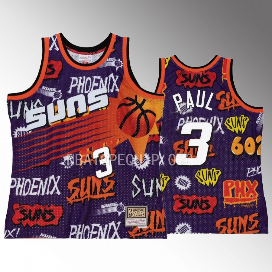Phoenix Suns Chris Paul Purple Slap Sticker Men Jersey HWC Swingman