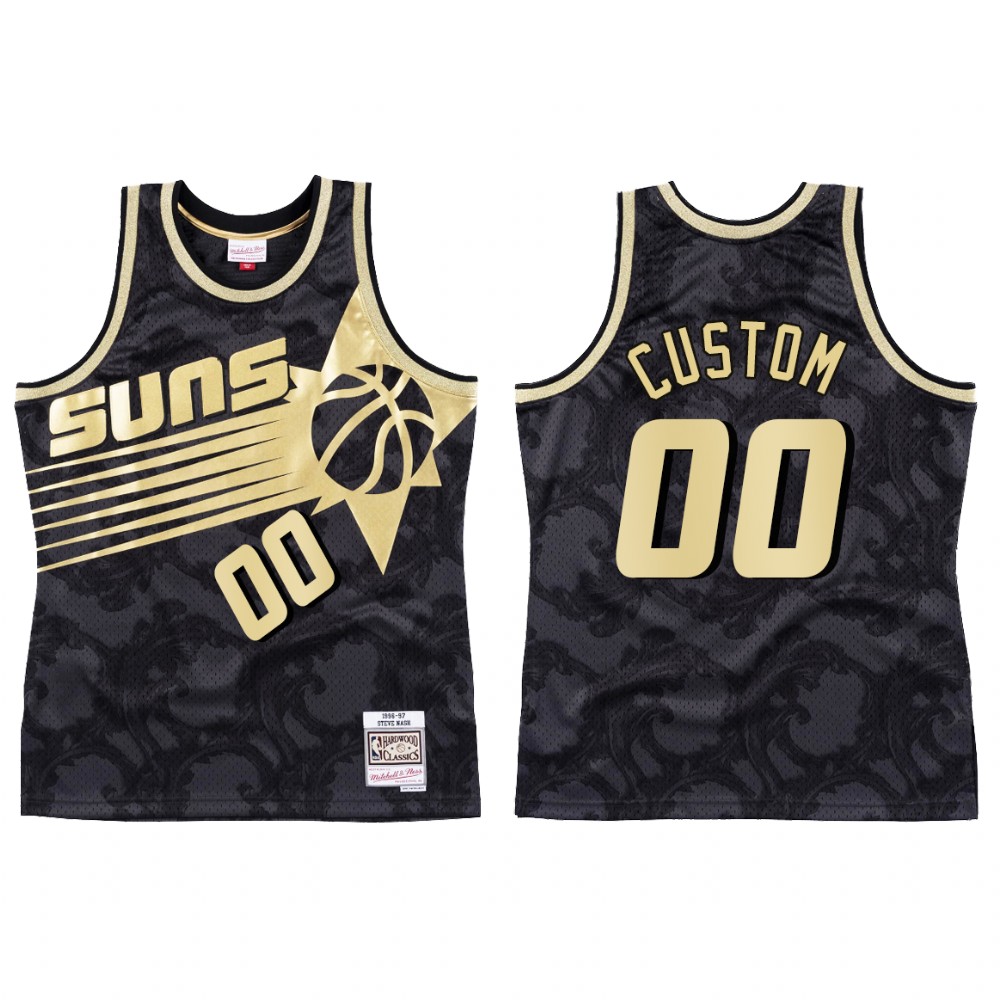 Phoenix Suns Custom #00 HWC Jersey Men's Black Toile