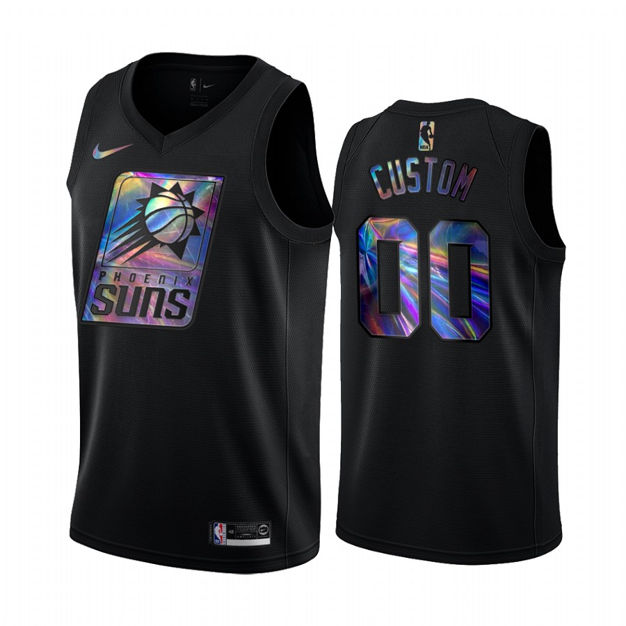 Phoenix Suns Custom #00 Jersey Iridescent Holographic Black Limited Edition