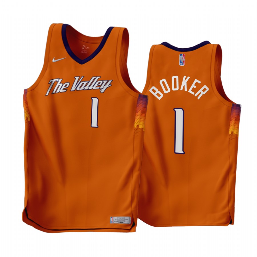 Phoenix Suns Devin Booker Earned Edition Orange #1 Jersey