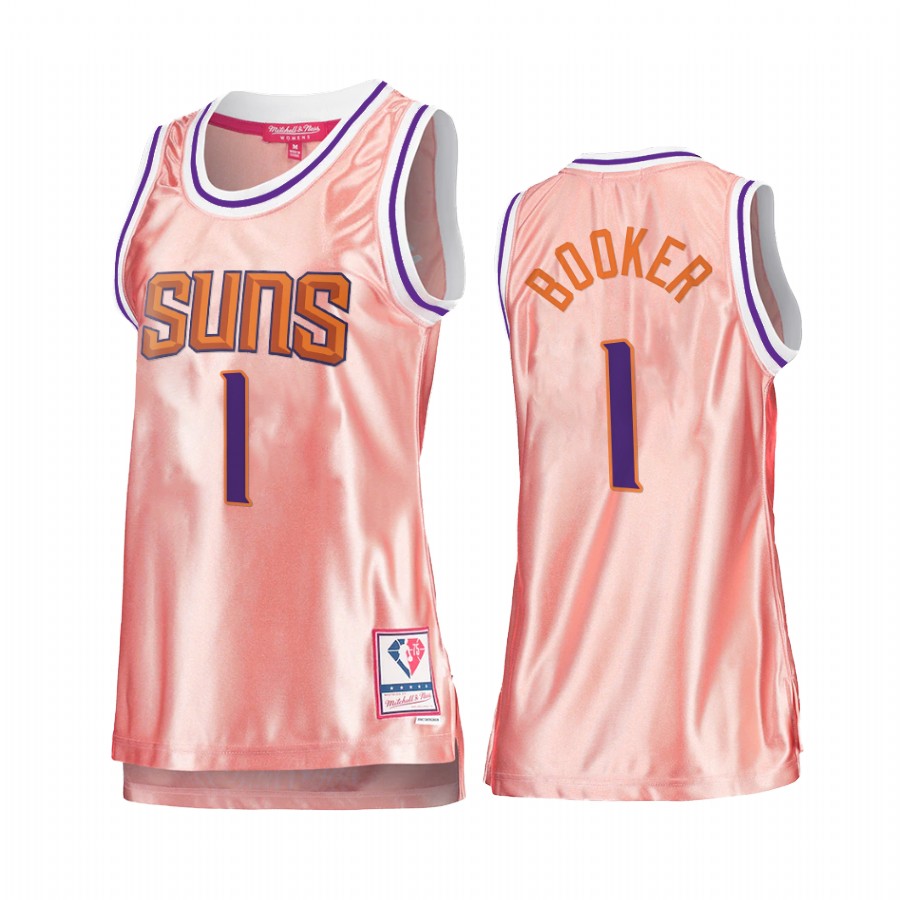 Phoenix Suns Devin Booker Rose Gold Pink 75th Anniversary Women's Jersey #1
